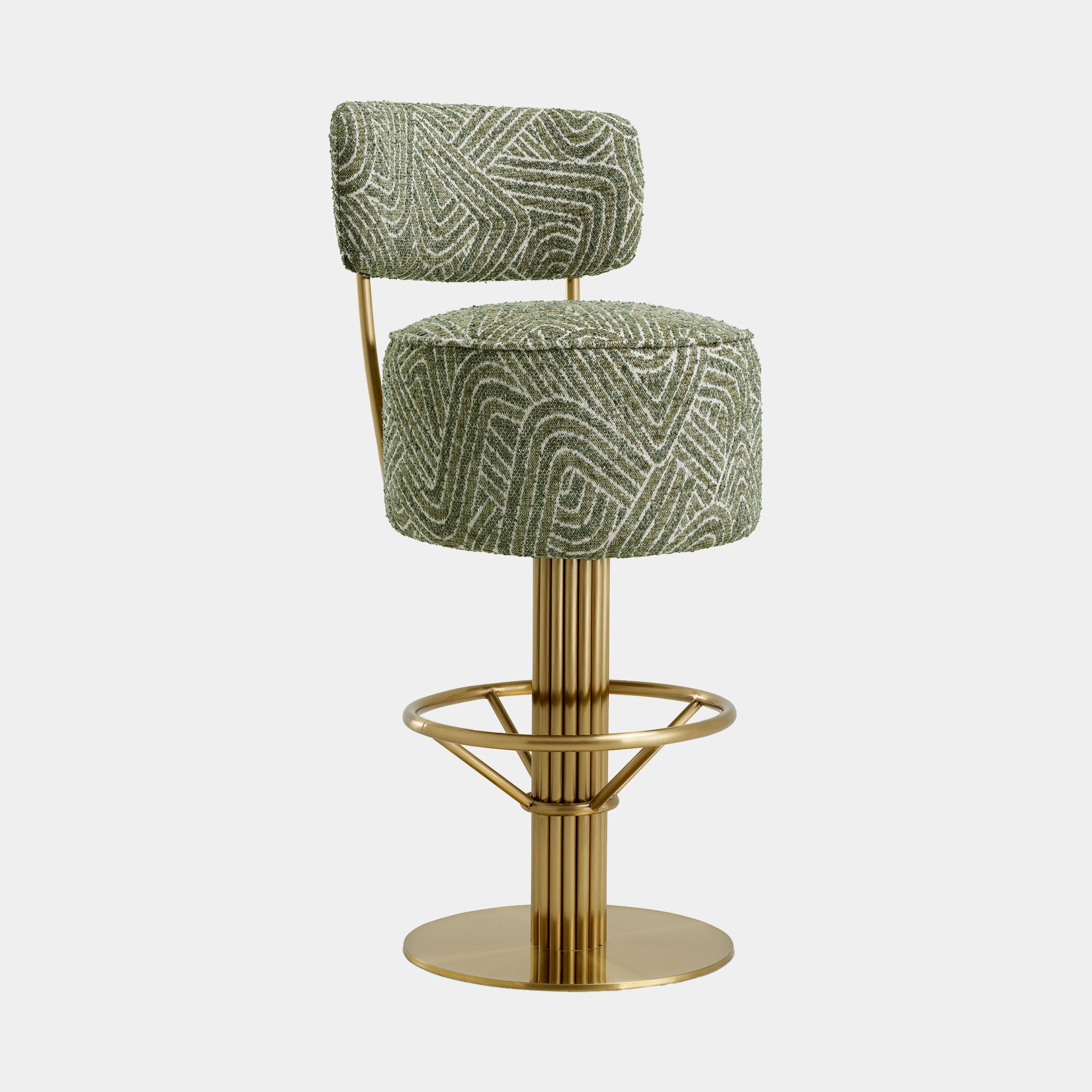 Eichholtz Carelton - Swivel Bar Stool With Back, Fabric Camari Green