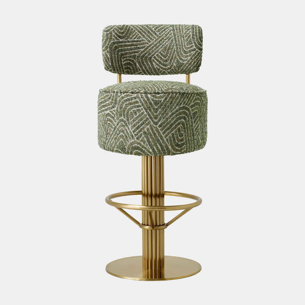 Eichholtz Carelton - Swivel Bar Stool With Back, Fabric