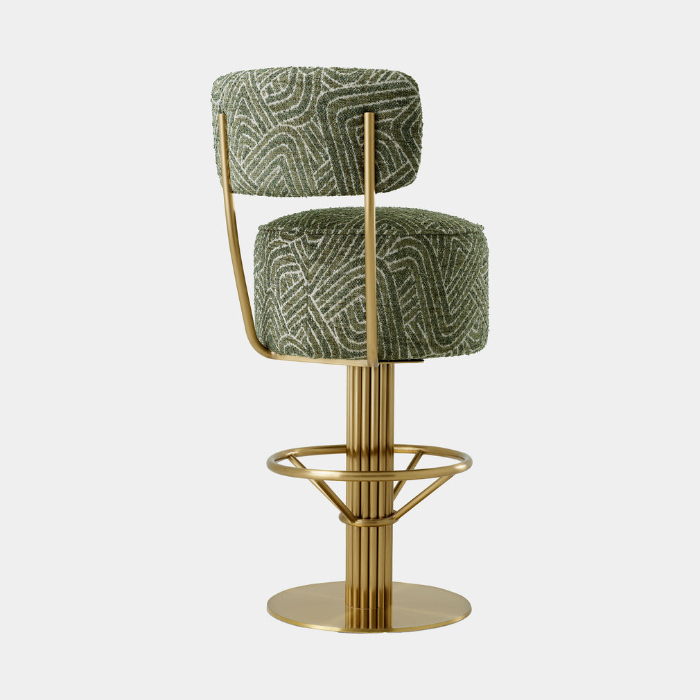 Eichholtz Carelton - Swivel Bar Stool With Back, Fabric