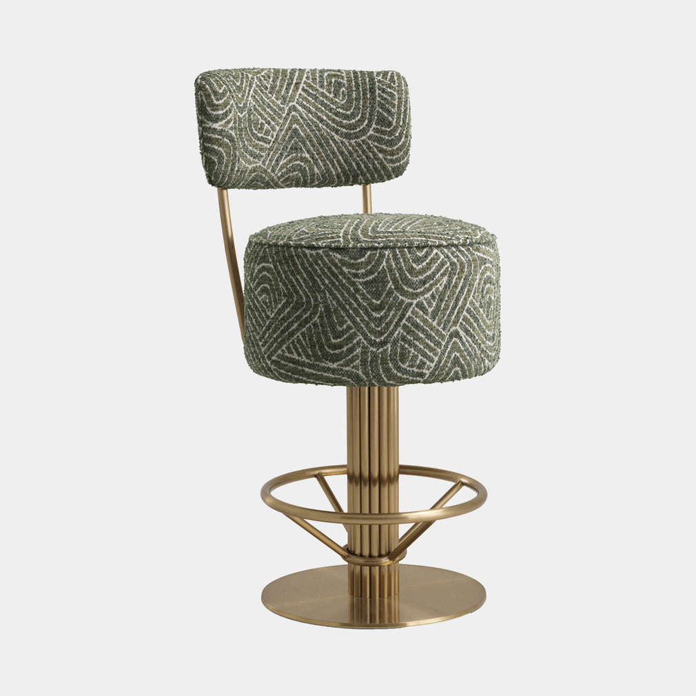 Eichholtz Carelton - Swivel Counter Stool With Back, Fabric Camari Green