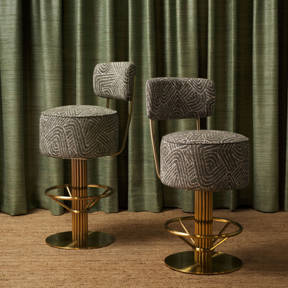 Eichholtz Carelton - Swivel Counter Stool With Back, Fabric