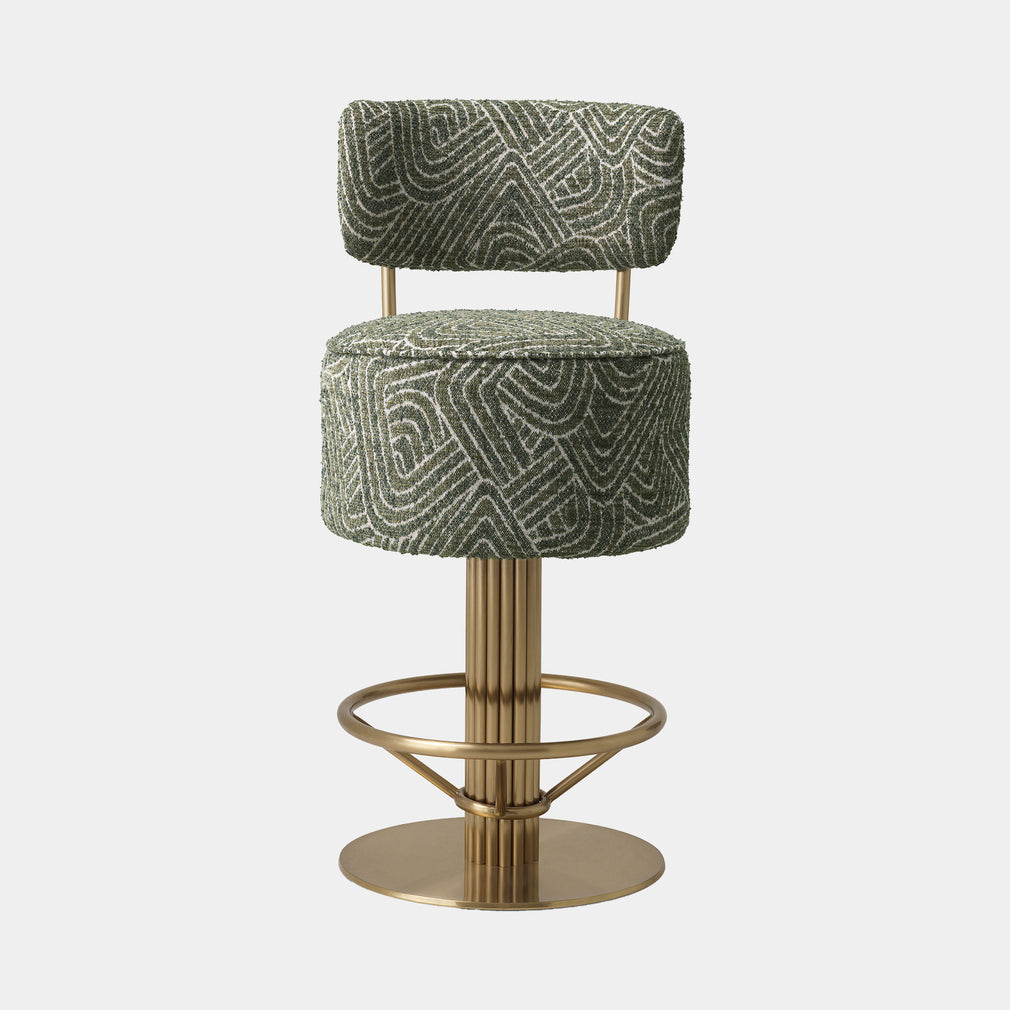 Eichholtz Carelton - Swivel Counter Stool With Back, Fabric