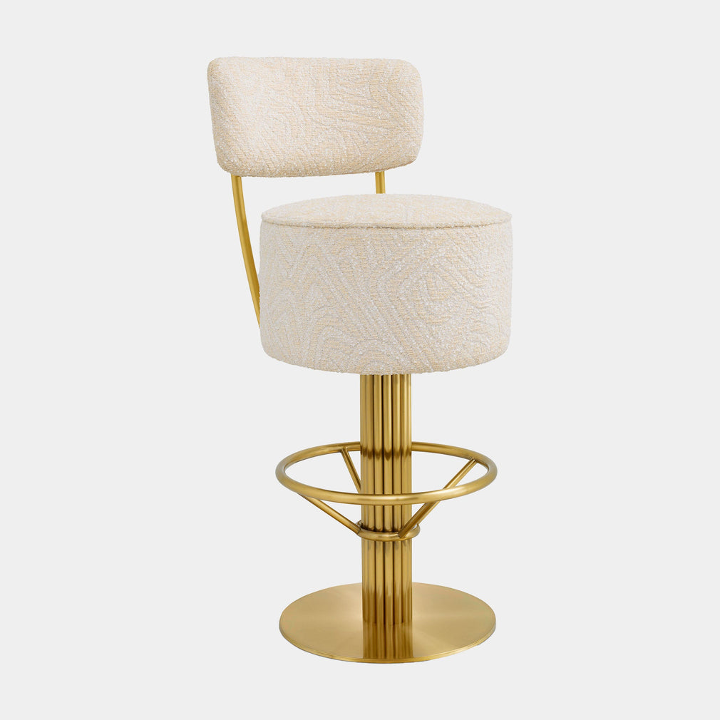 Eichholtz Carelton - Swivel Bar Stool With Back, Fabric Camari Cream