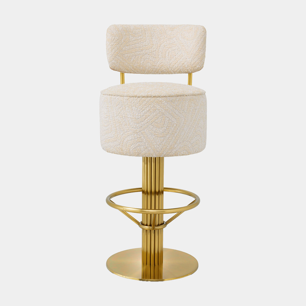 Eichholtz Carelton - Swivel Bar Stool With Back, Fabric
