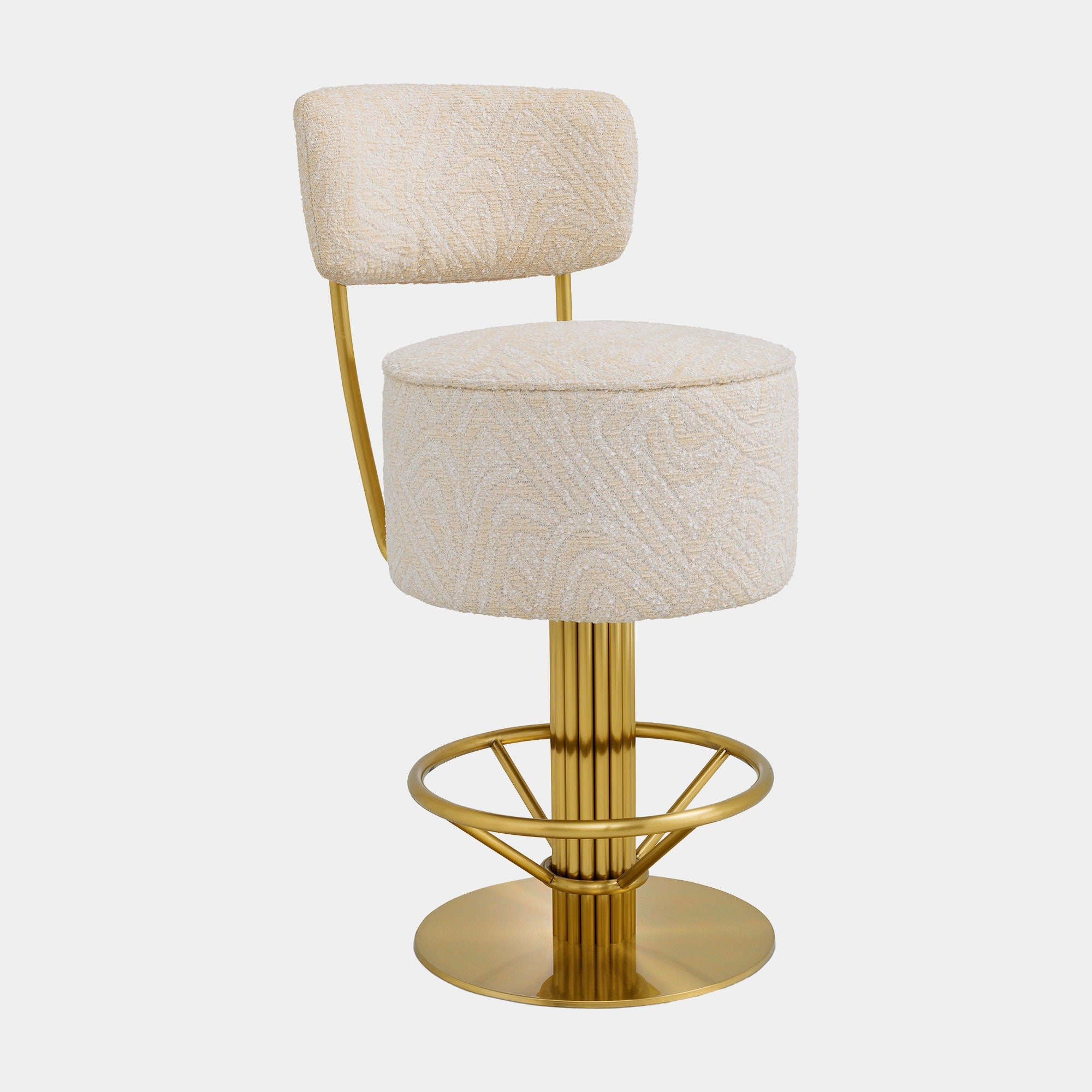 Eichholtz Carelton - Swivel Counter Stool With Back, Fabric Camari Cream