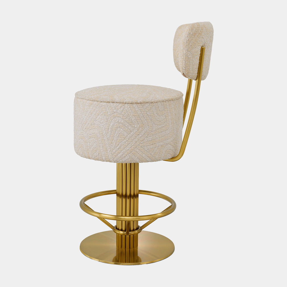 Eichholtz Carelton - Swivel Counter Stool With Back, Fabric