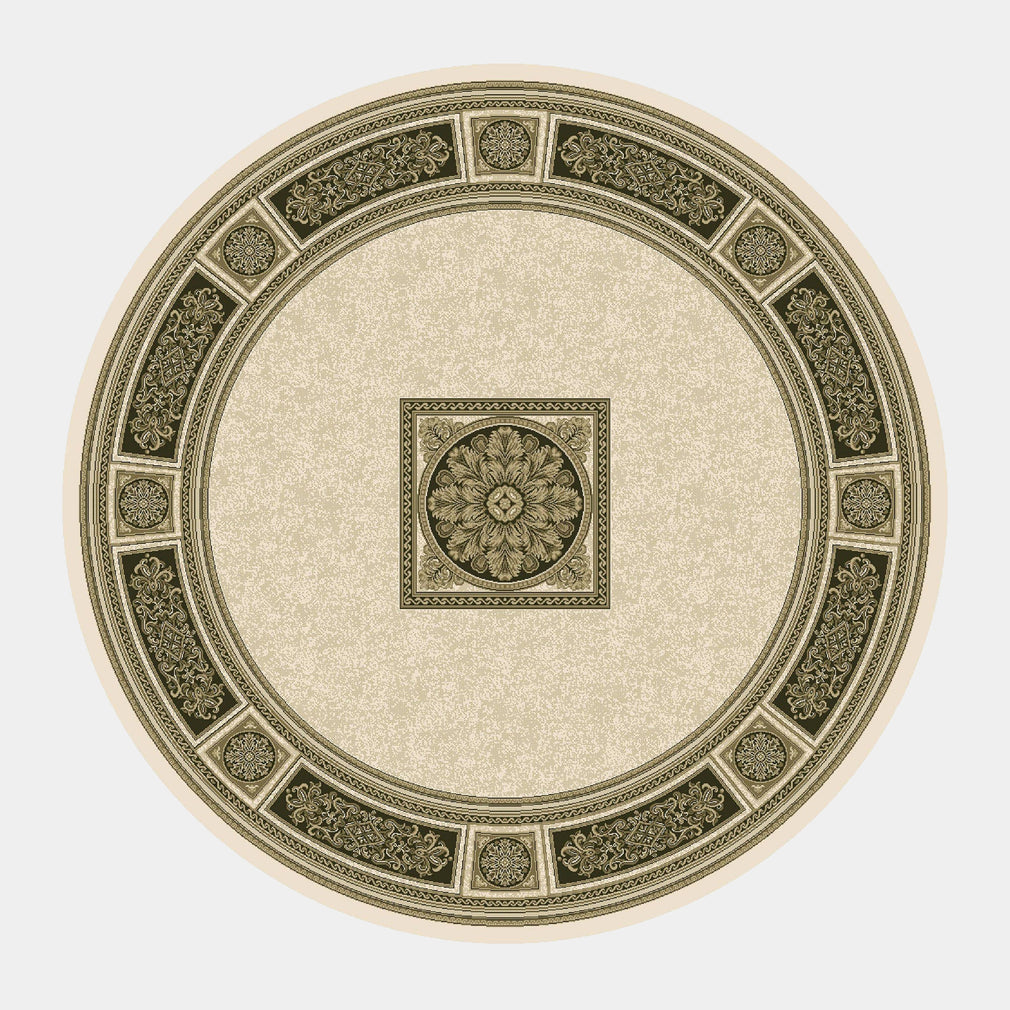 Da Vinci - Round Rug Cream Black - 057 0801 6223
