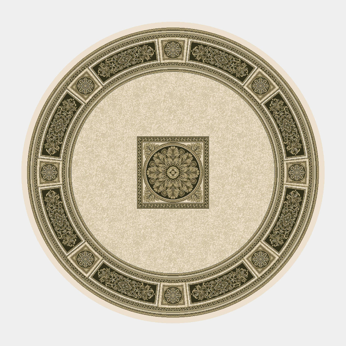 Da Vinci - Round Rug, 057 0801 Cream Black 057 0801 6223