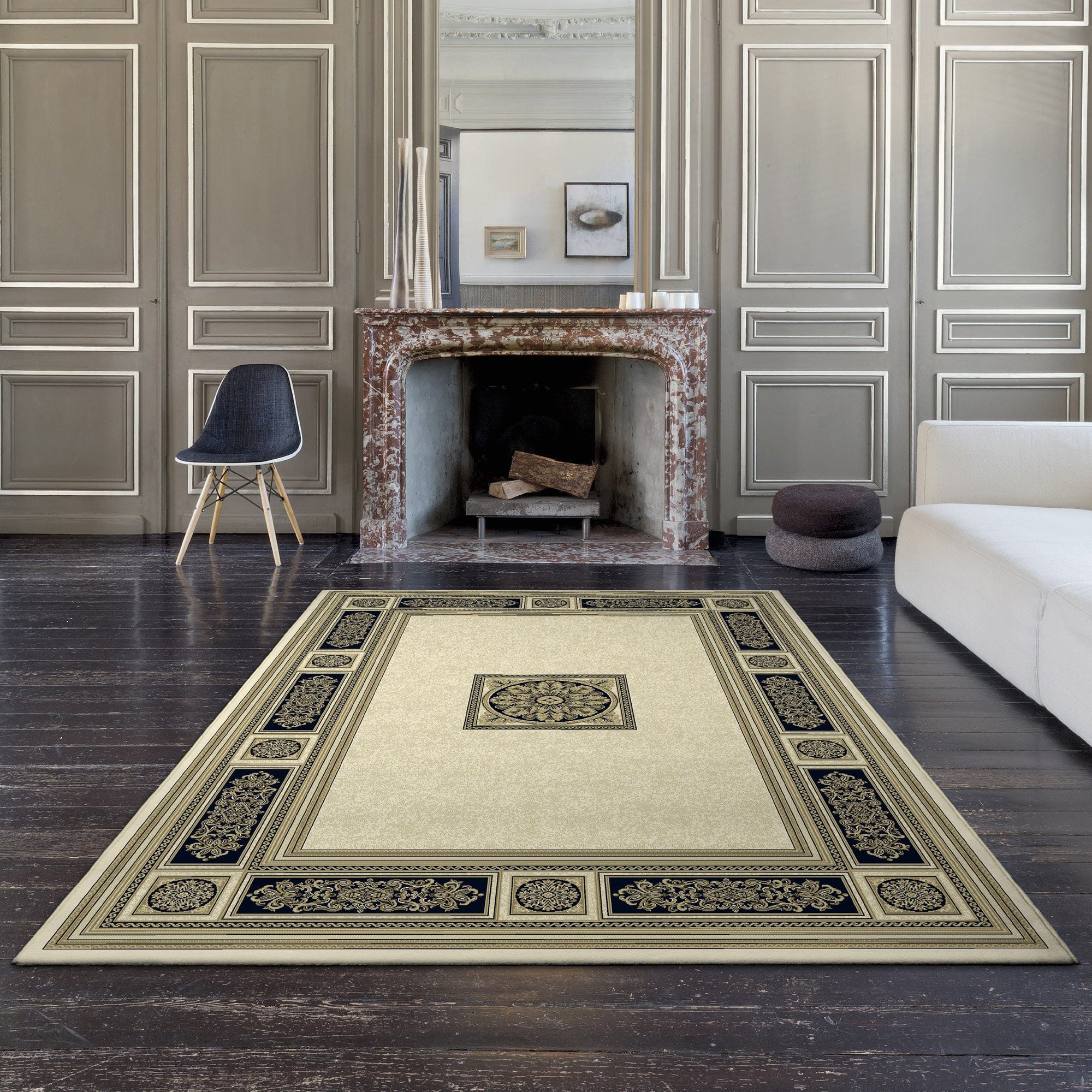 Da Vinci Rug Cream/Black 057-0801-6223 133cm x 195cm