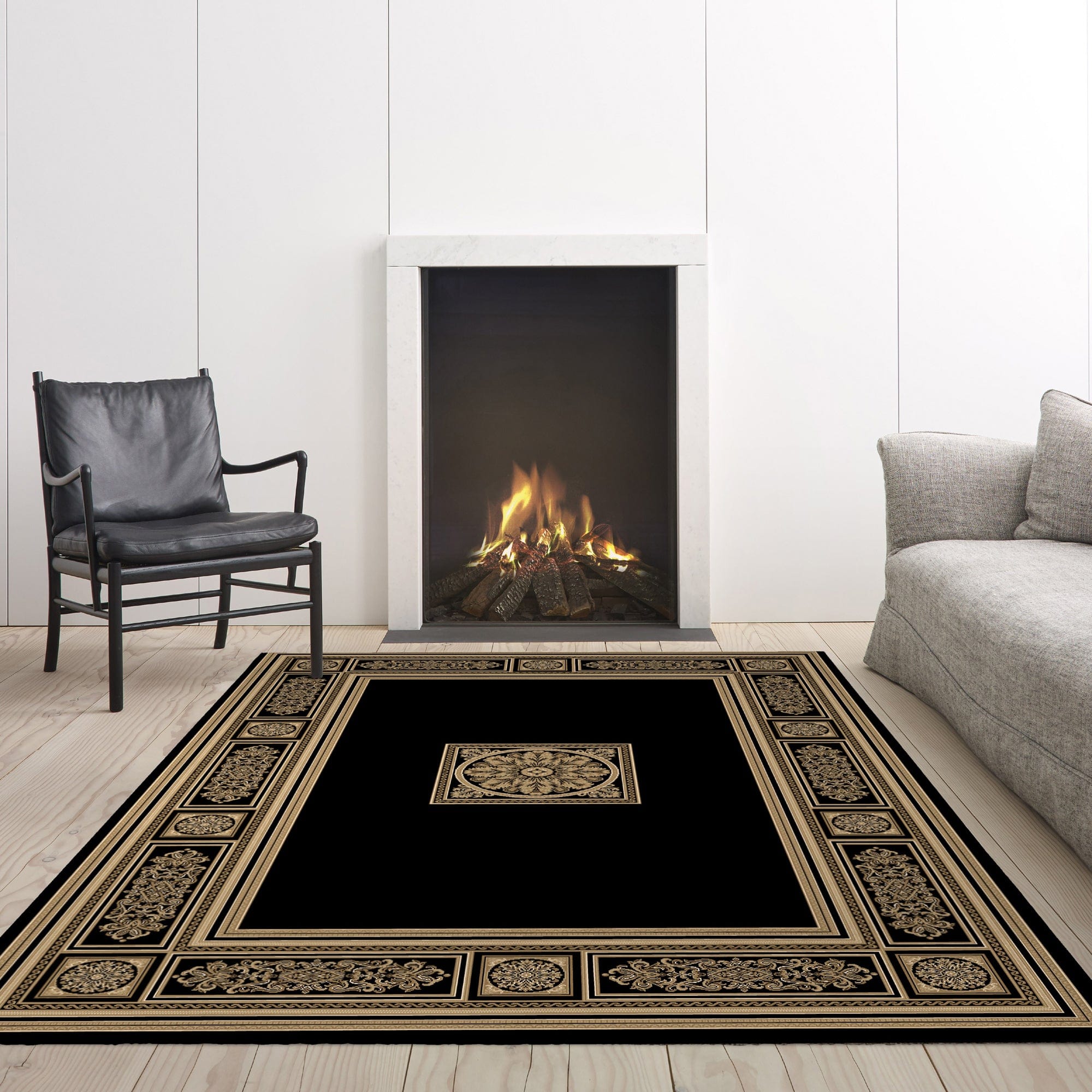 Da Vinci Rug Black/Cream 057-0801-3233 67cm x 230cm