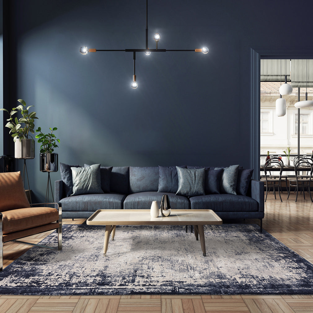 Kuza Border Navy 240cm x 340cm