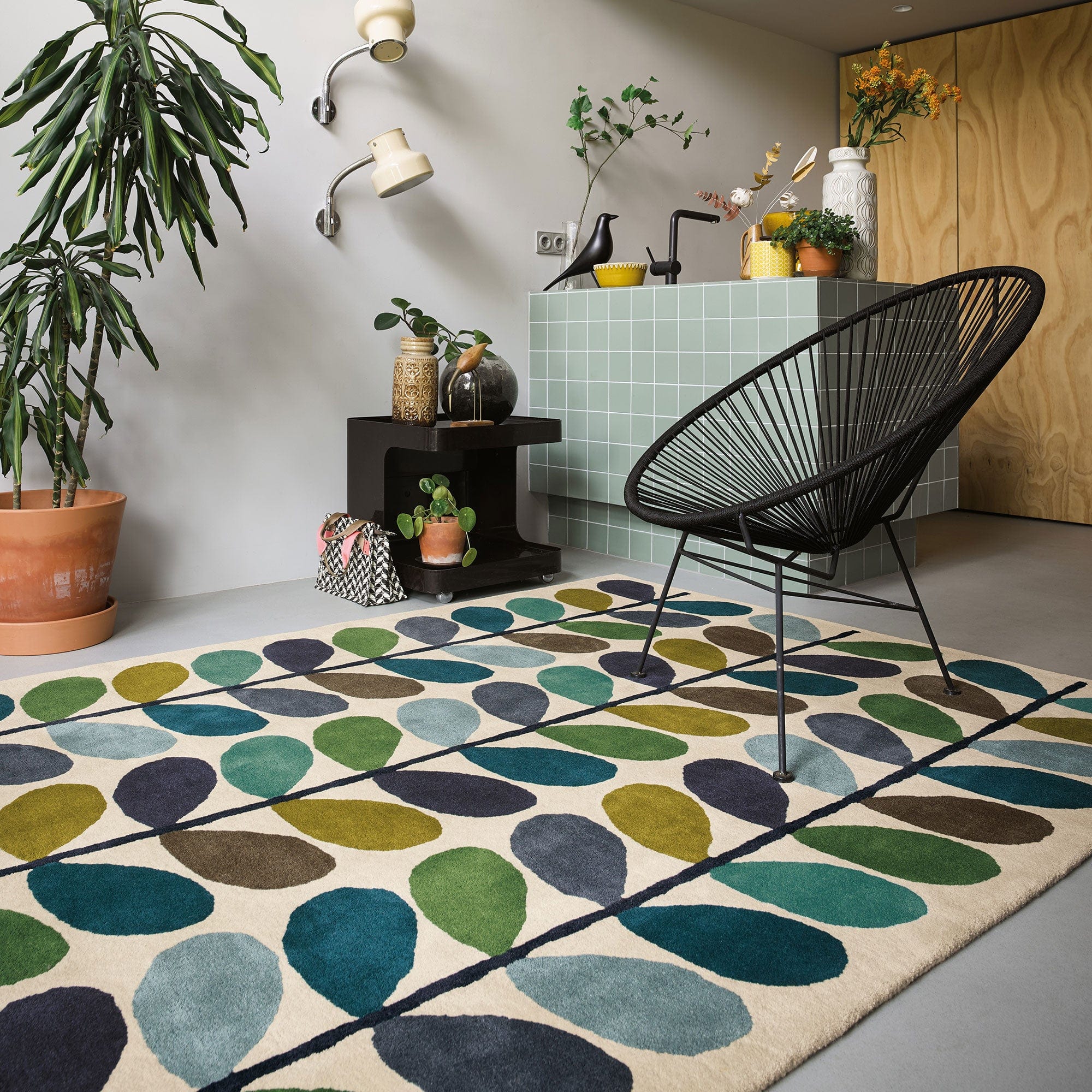 Orla Kiely Rug Multi Stem Kingfisher 059507 200cm x 280cm