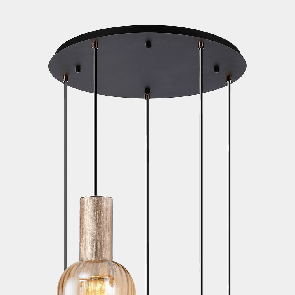Miraz Black & Gold - Pendant Ceiling Light, 5 Light