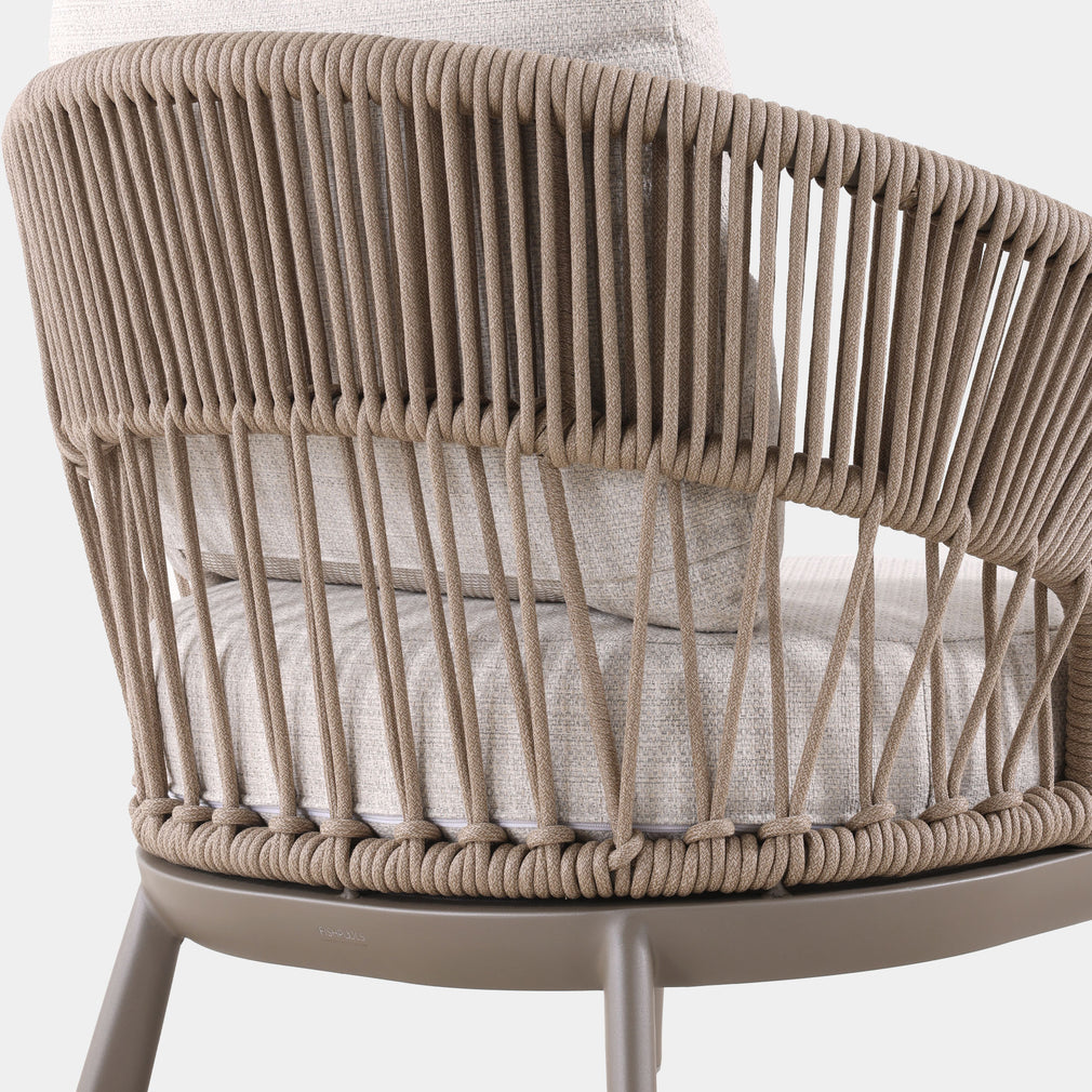 Mauritius - 3 Seat Garden Sofa Set, Champagne Aluminium & Rope Weave Effect