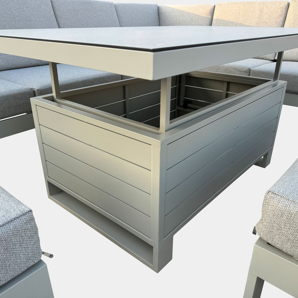 Mustique - Large Corner Garden Dining Set & Rising Table, Natural