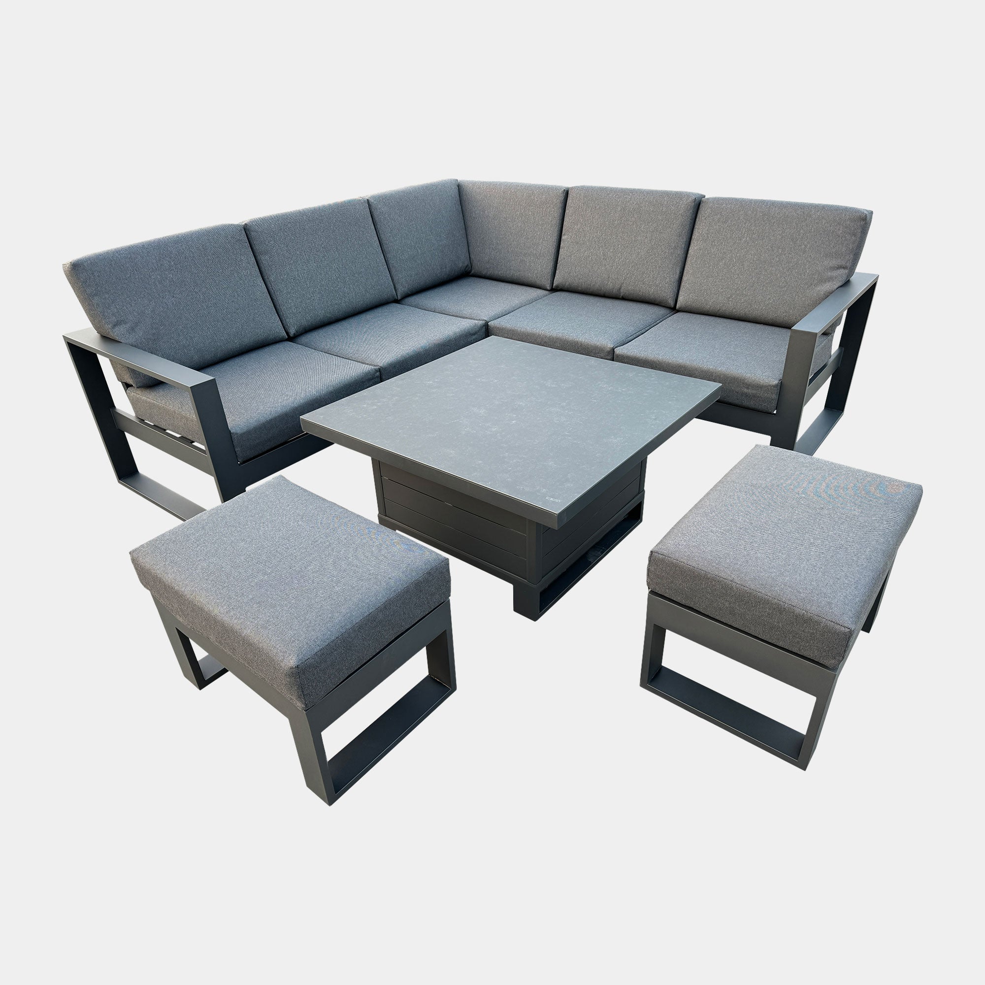 Mustique - Small Garden Corner Dining Set & Rising Table, Grey