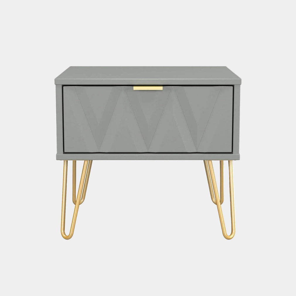 Jewel - 1 Drawer Bedside Table Dusk Grey Carcase & Dusk Grey Fronts