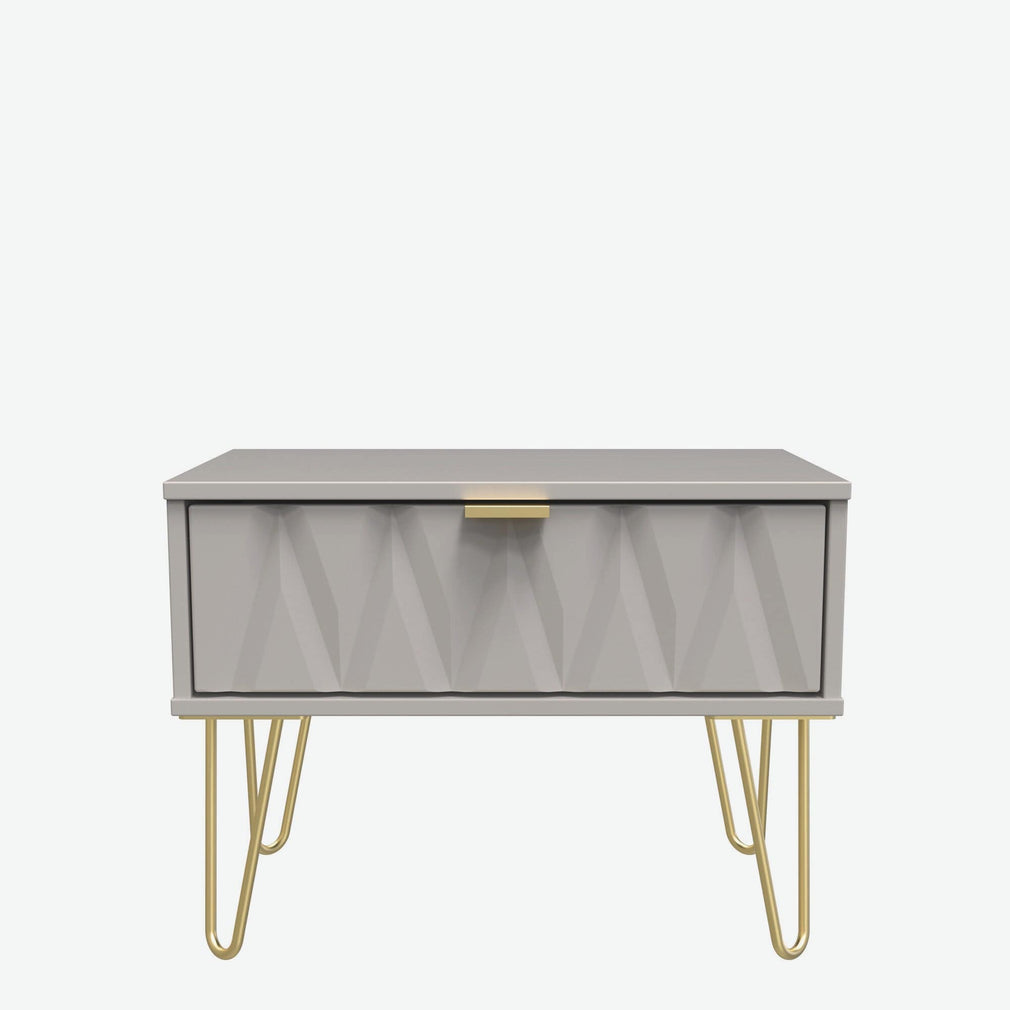 Jewel - 1 Drawer Bedside Table Mushroom Carcase & Mushroom Fronts