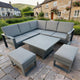 Mustique - Small Garden Corner Dining Set & Rising Table, Grey Aluminium