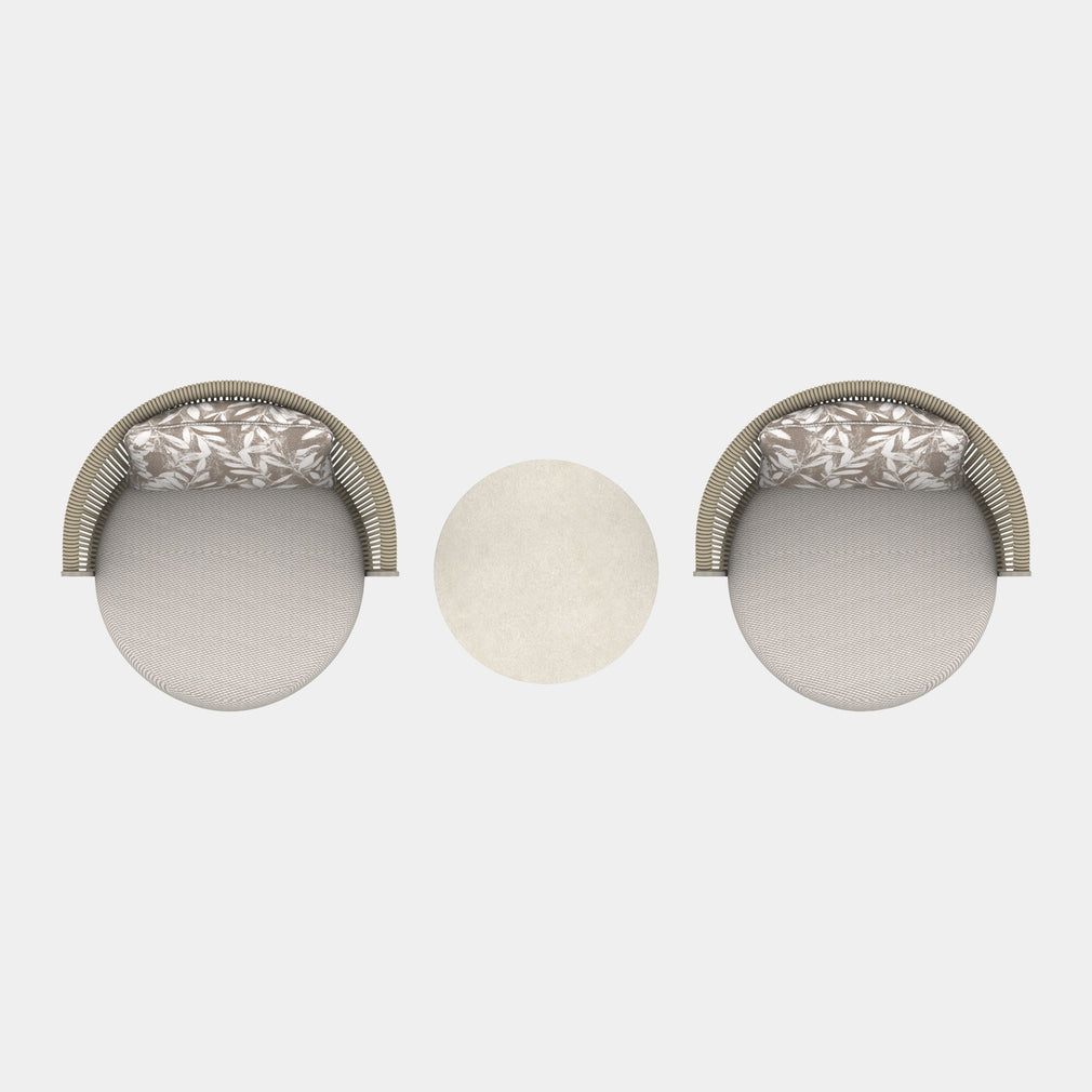 Mauritius - Pair Of Garden Swivel Chairs With Side Table