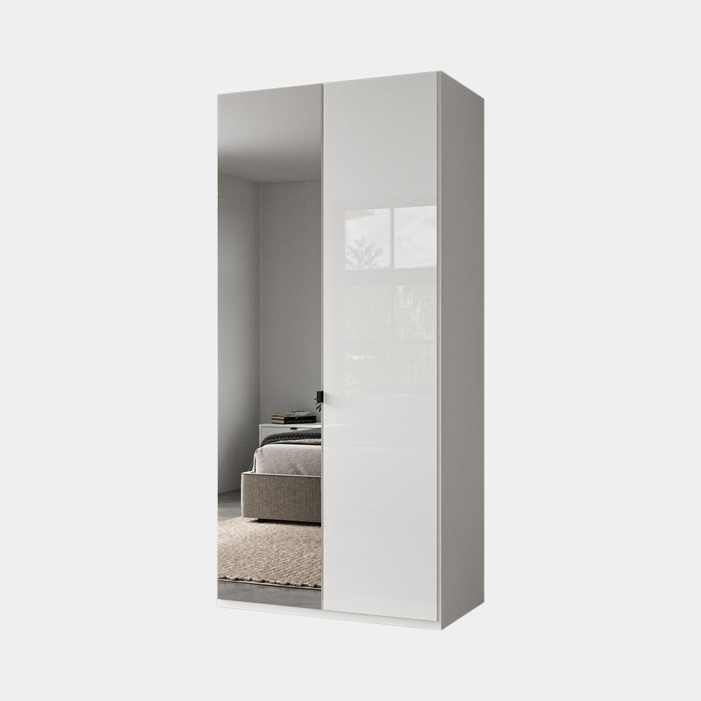 Florida - Wardrobe 100cm 2 Door 1 Left Mirror White