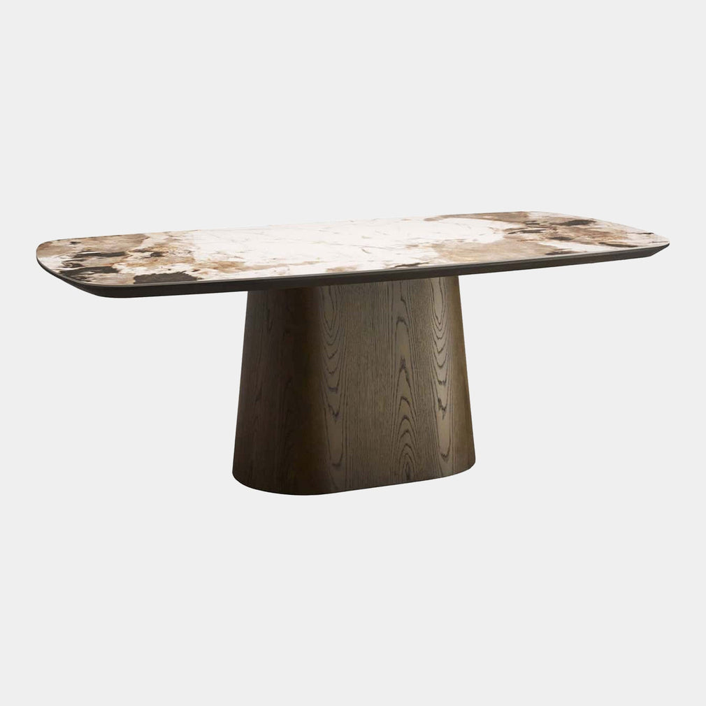 Jazz - Marble Effect Dining Table, Pedestal Base
