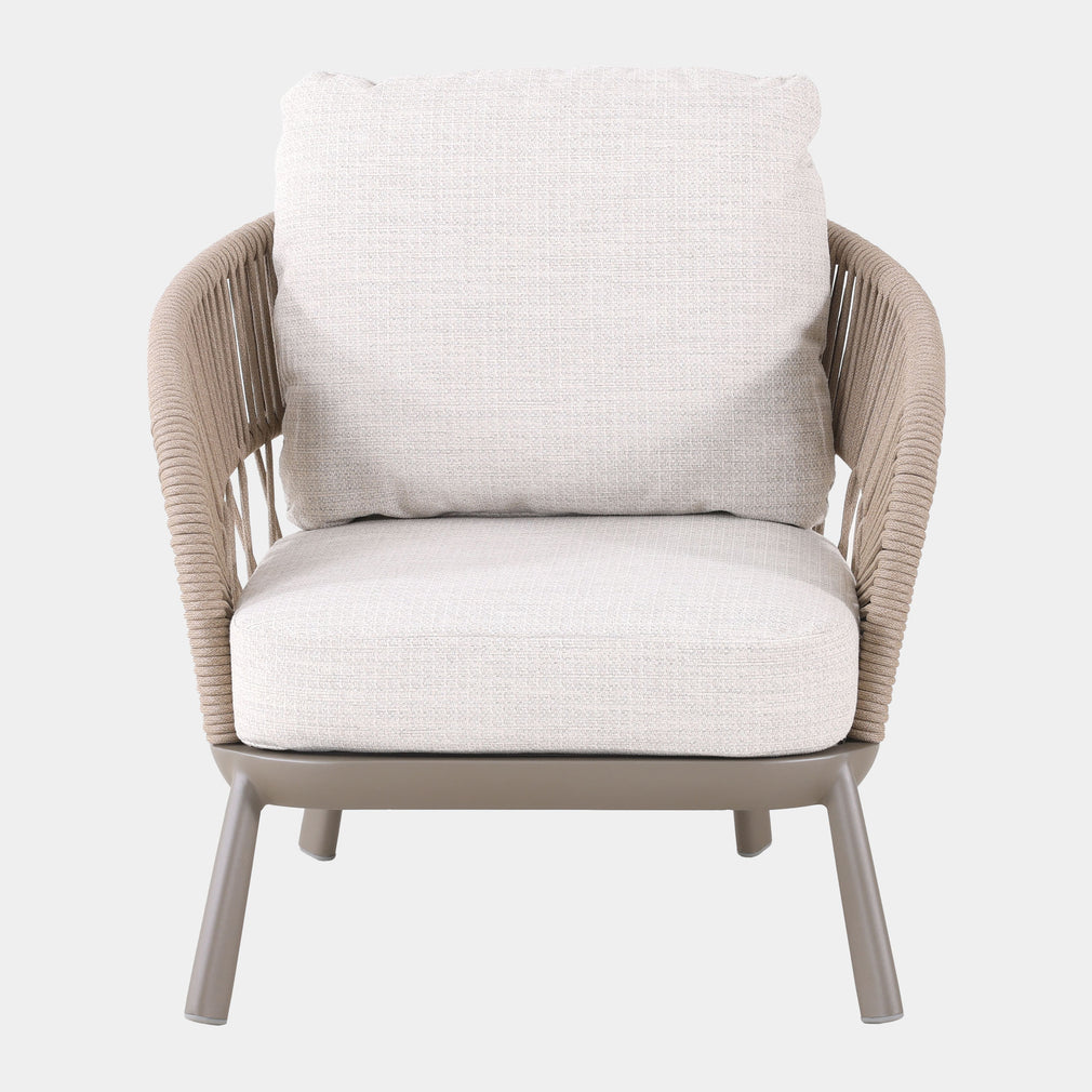 Mauritius - 3 Seat Garden Sofa Set, Champagne Aluminium & Rope Weave Effect