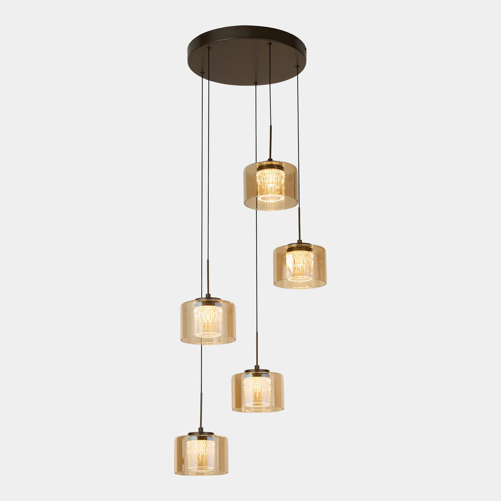 Hennesy Bronze - Pendant Cluster Ceiling Light, 5 Light