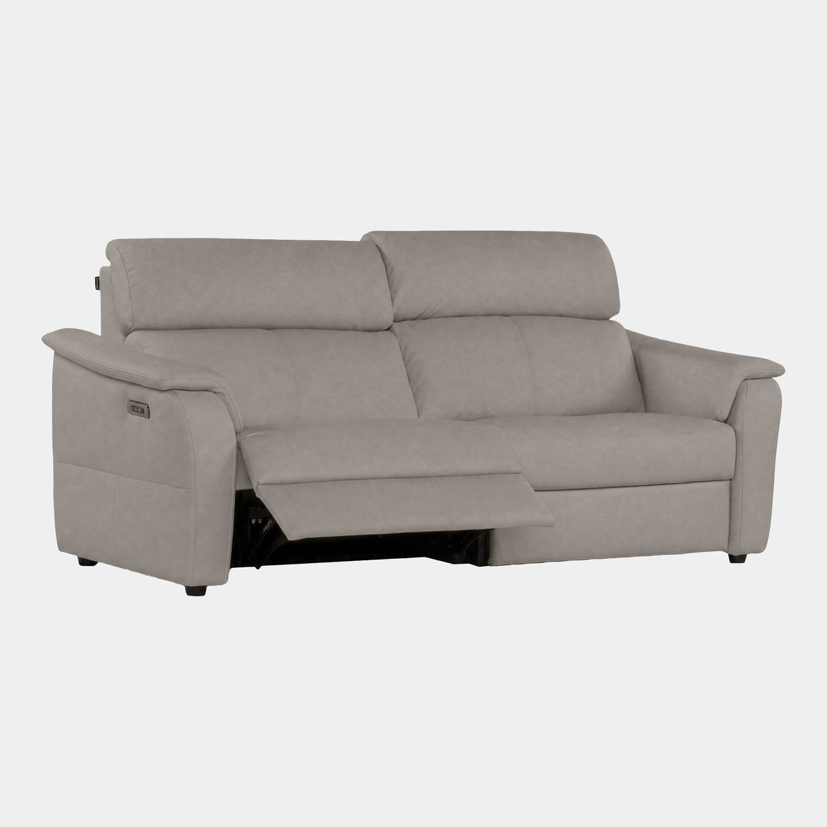 Rimini - Large 3 Seat Power Recliner Sofa with Adjustable Headrest & Lumbar, Taupe Leather