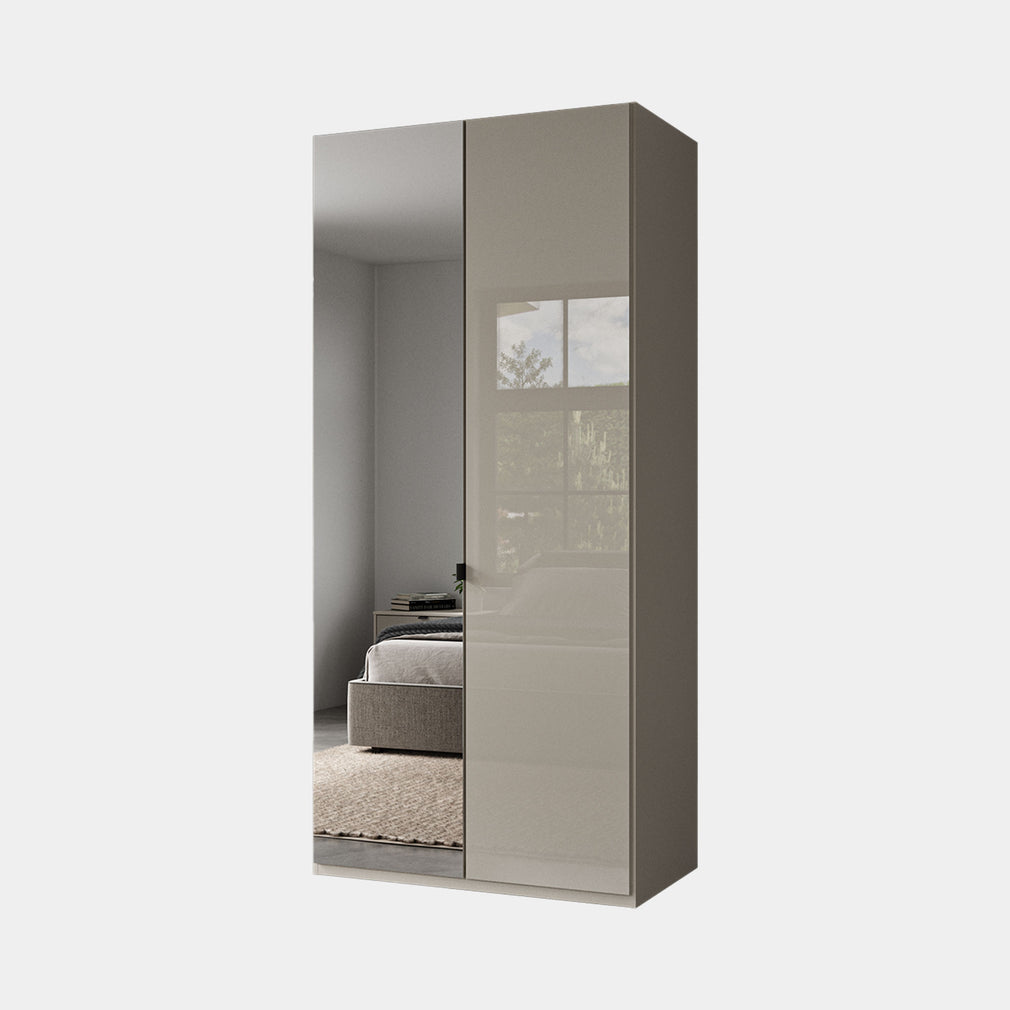Florida - Wardrobe 100cm 2 Door 1 Left Mirror Pebble Grey