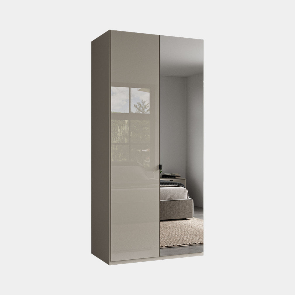 Florida - Wardrobe 100cm 2 Door 1 Right Mirror Pebble Grey