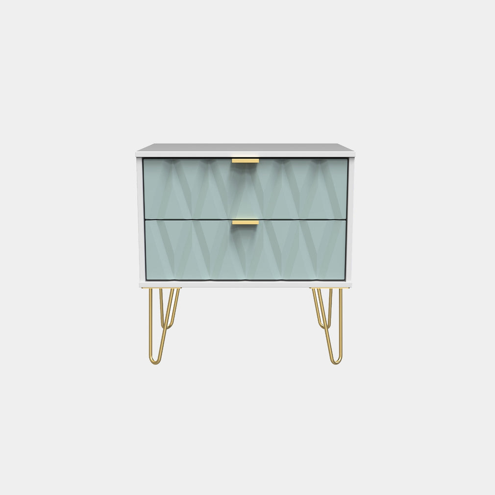 Jewel - 2 Drawer Bedside Table White Carcase & Duck Fronts