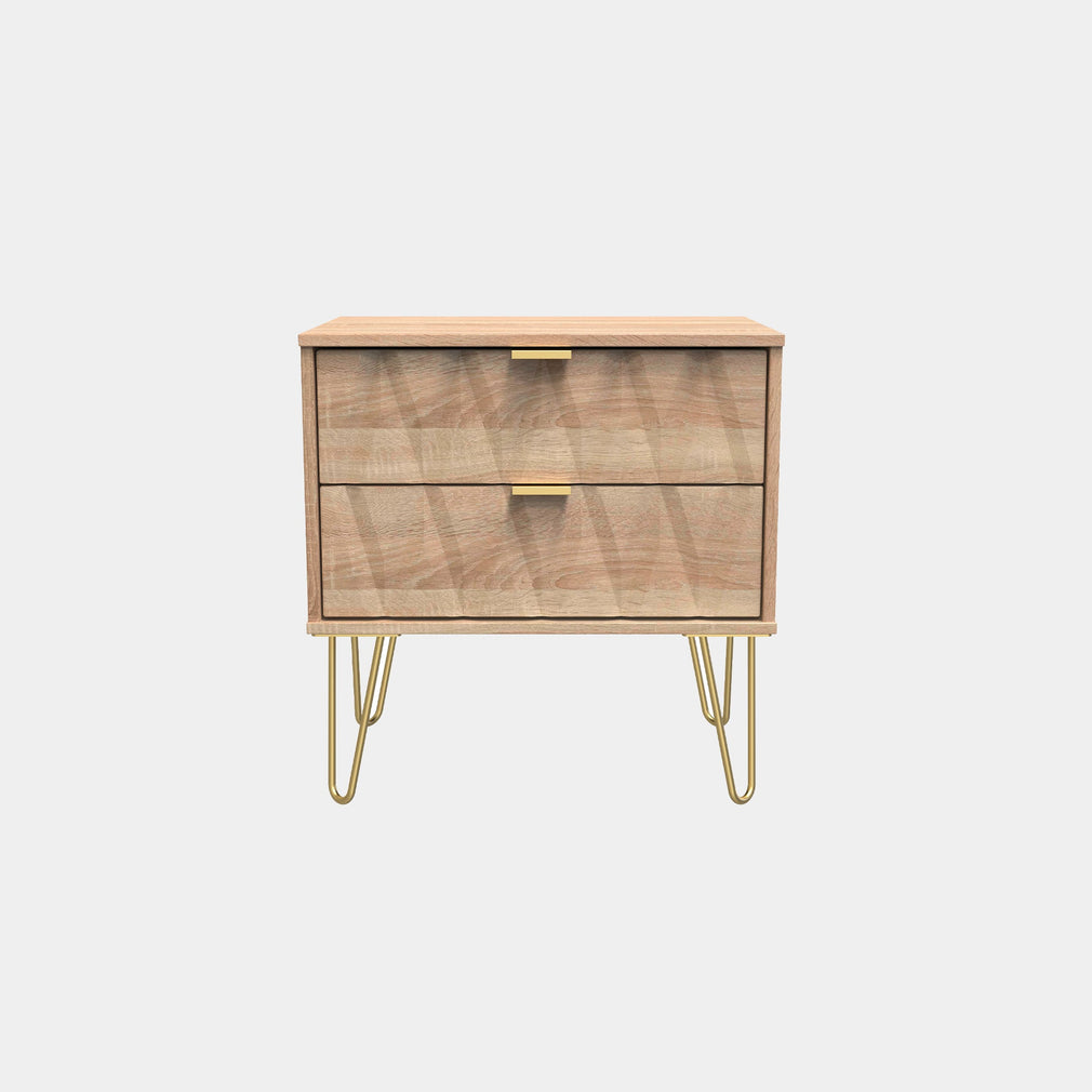 Jewel - 2 Drawer Bedside Table Bardalino Oak Fronts & Bardalino Oak Fronts