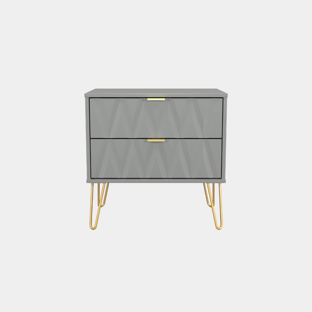 Jewel - 2 Drawer Bedside Table Dusk Grey Carcase & Dusk Grey Fronts