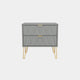 Jewel - 2 Drawer Bedside Table Dusk Grey Carcase & Dusk Grey Fronts