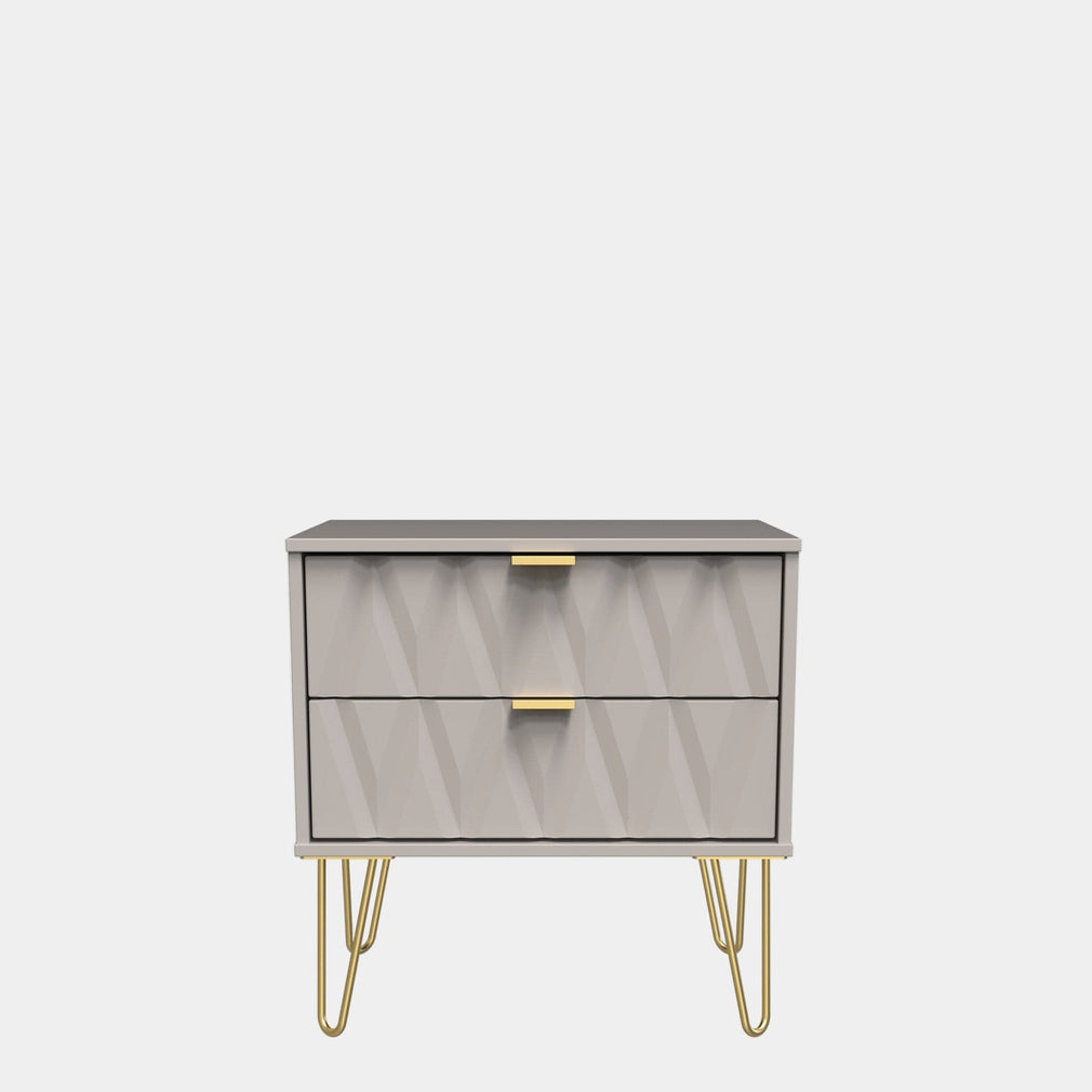 Jewel - 2 Drawer Bedside Table Mushroom Carcase & Mushroom Fronts