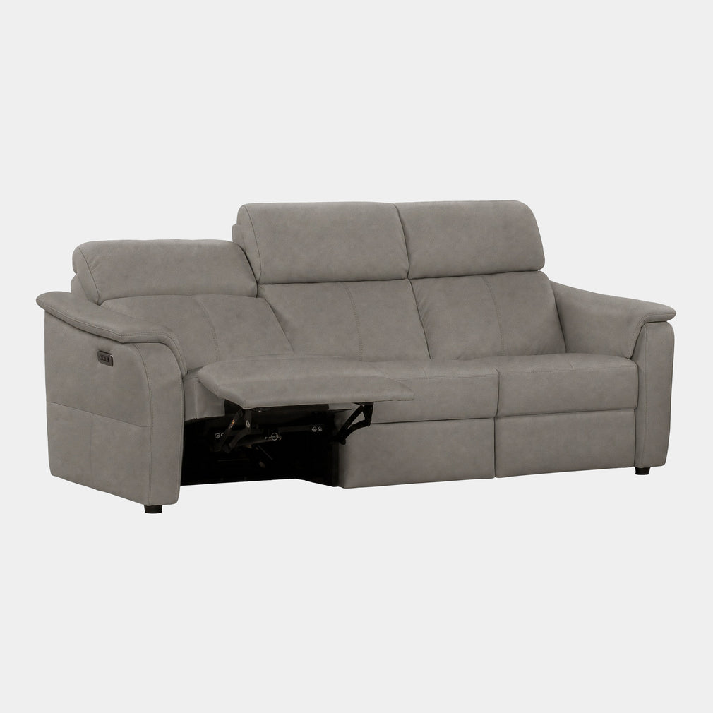Rimini - Large 3 Seat Power Recliner Sofa with Adjustable Headrest & Lumbar, Taupe Leather