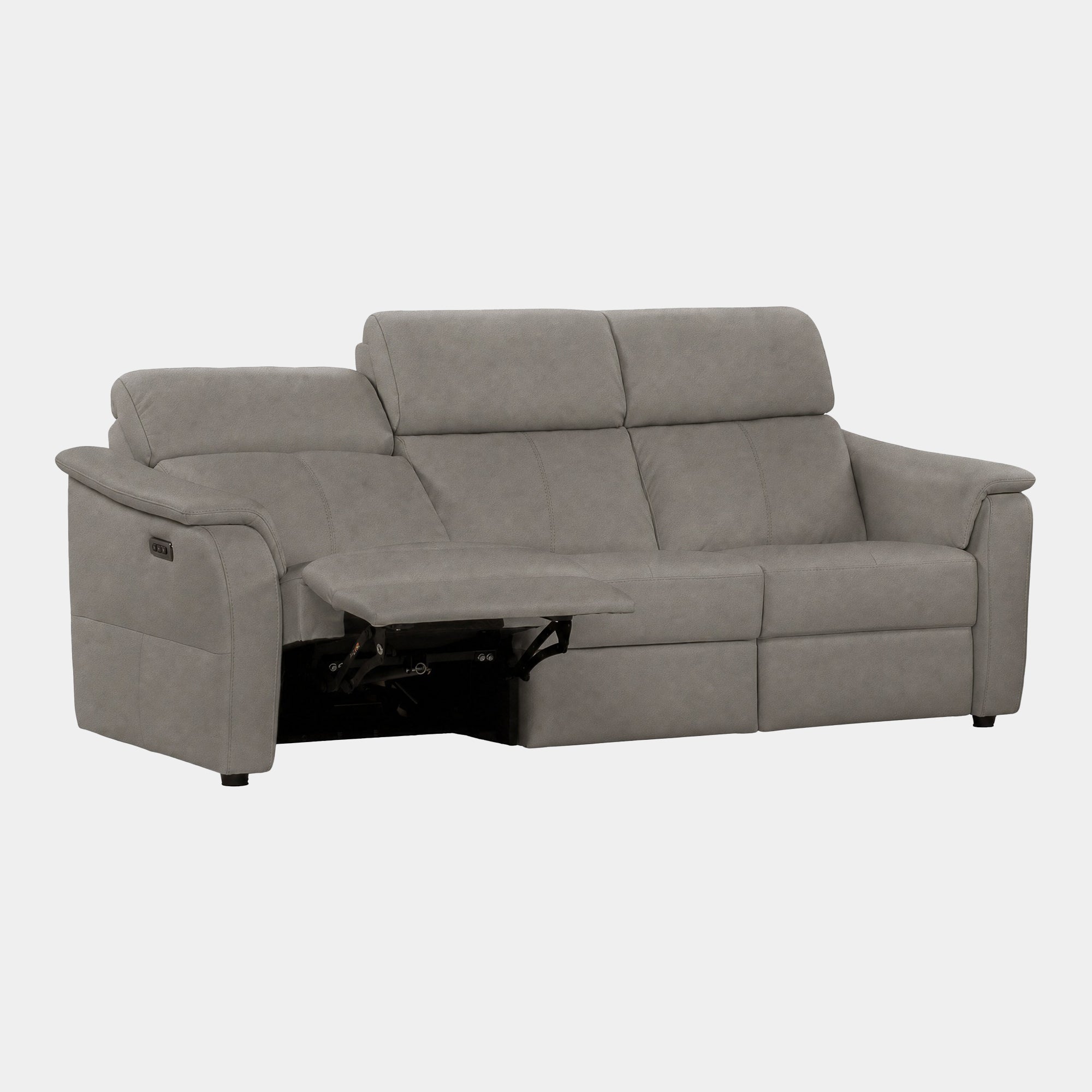 Rimini - Large 3 Seat Power Recliner Sofa with Adjustable Headrest & Lumbar, Taupe Leather