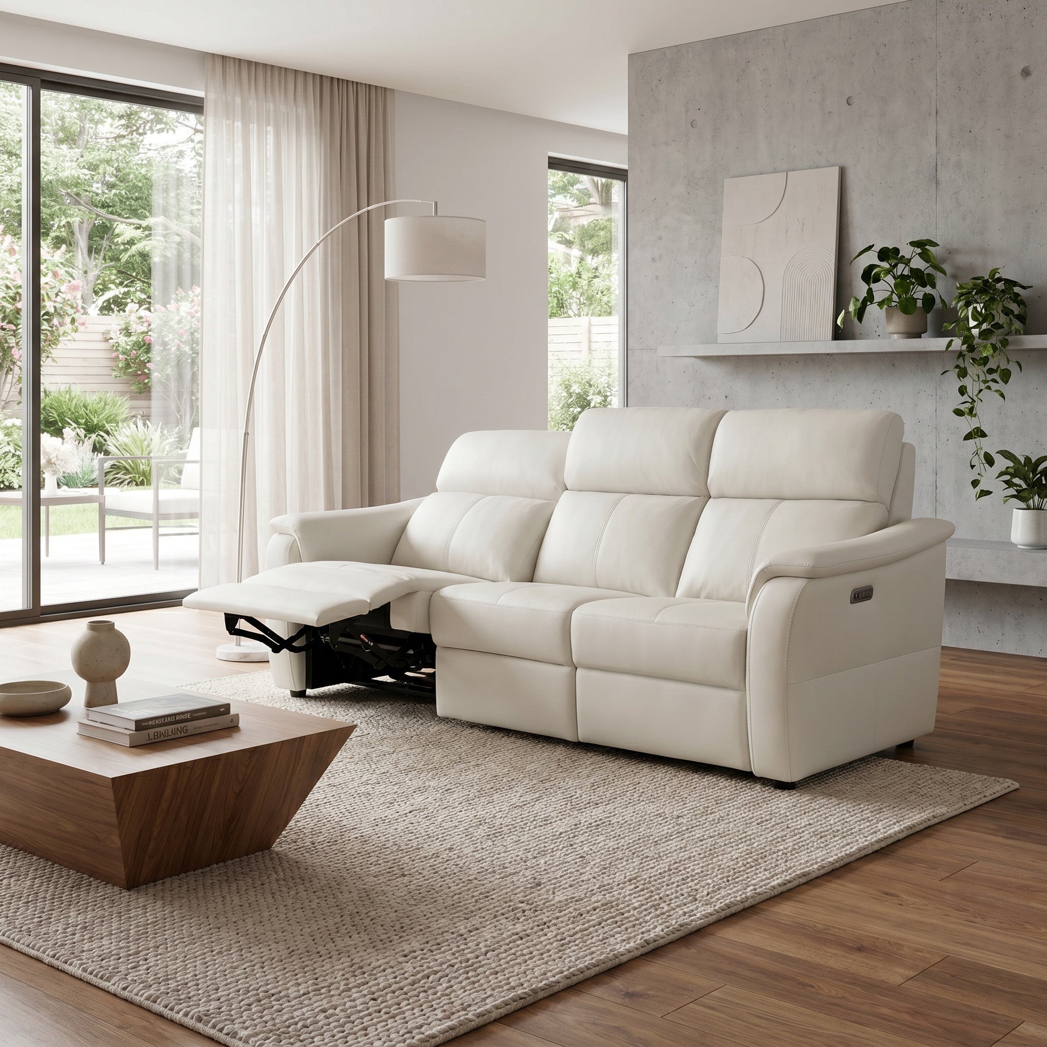 Rimini Quickship - Large 3 Seat Power Recliner Sofa with Adjustable Headrest & Lumbar, Taupe Leather