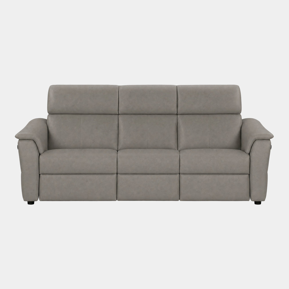 Rimini - Large 3 Seat Power Recliner Sofa with Adjustable Headrest & Lumbar, Taupe Leather