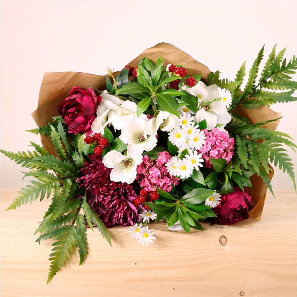 Artificial Raspberry Kiss Bouquet - Faux Flower Arrangement