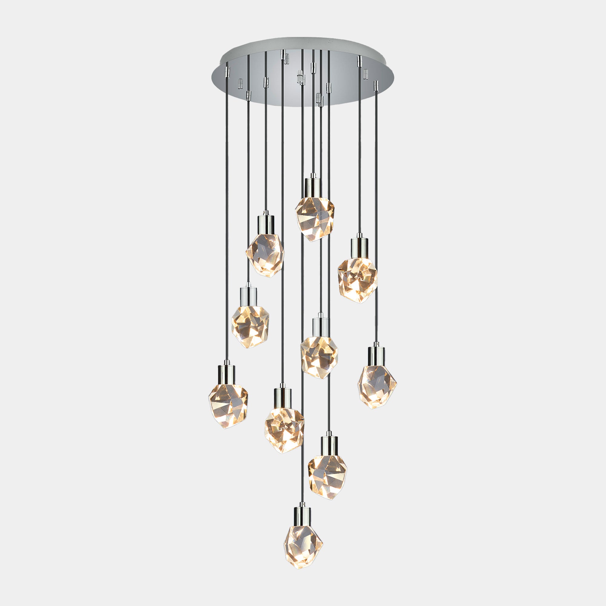 Gem Silver - LED Pendant Ceiling Light, 10 Light