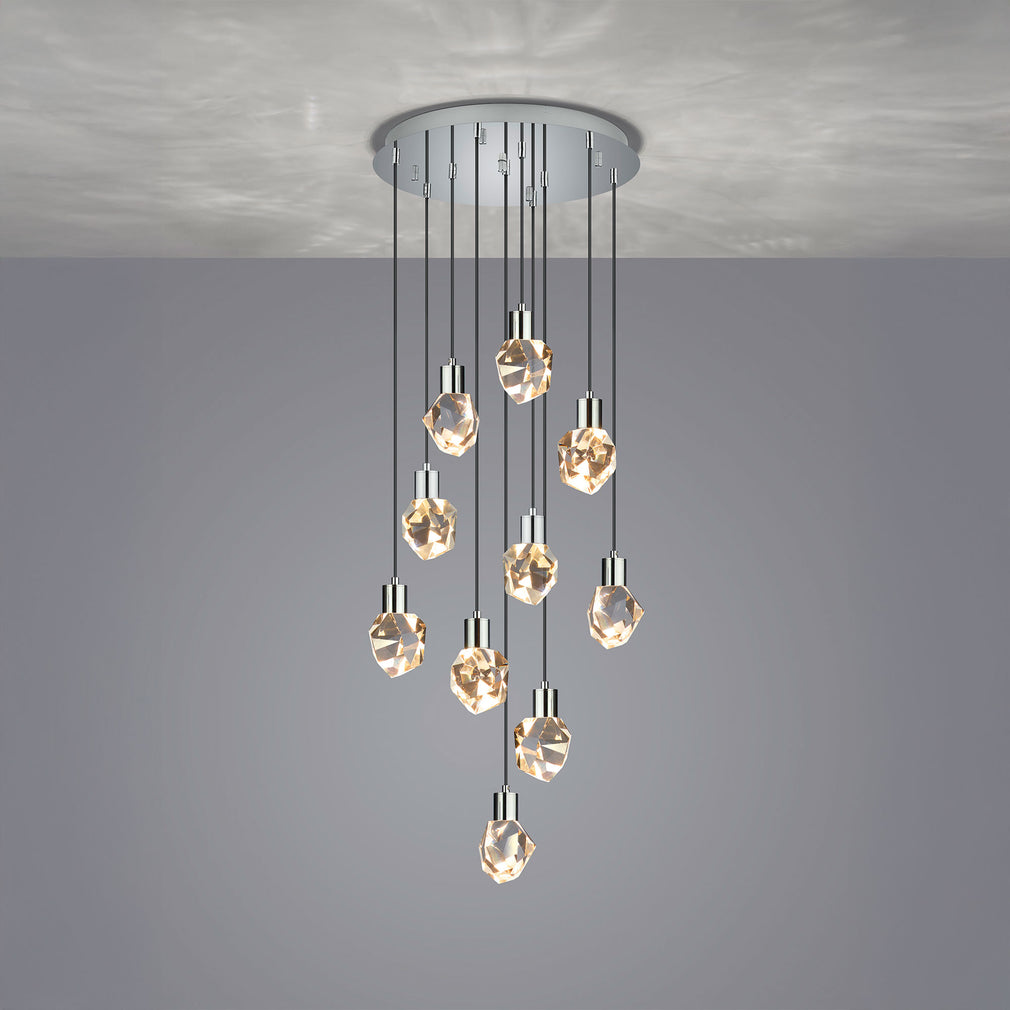 Gem Silver - LED Pendant Ceiling Light, 10 Light