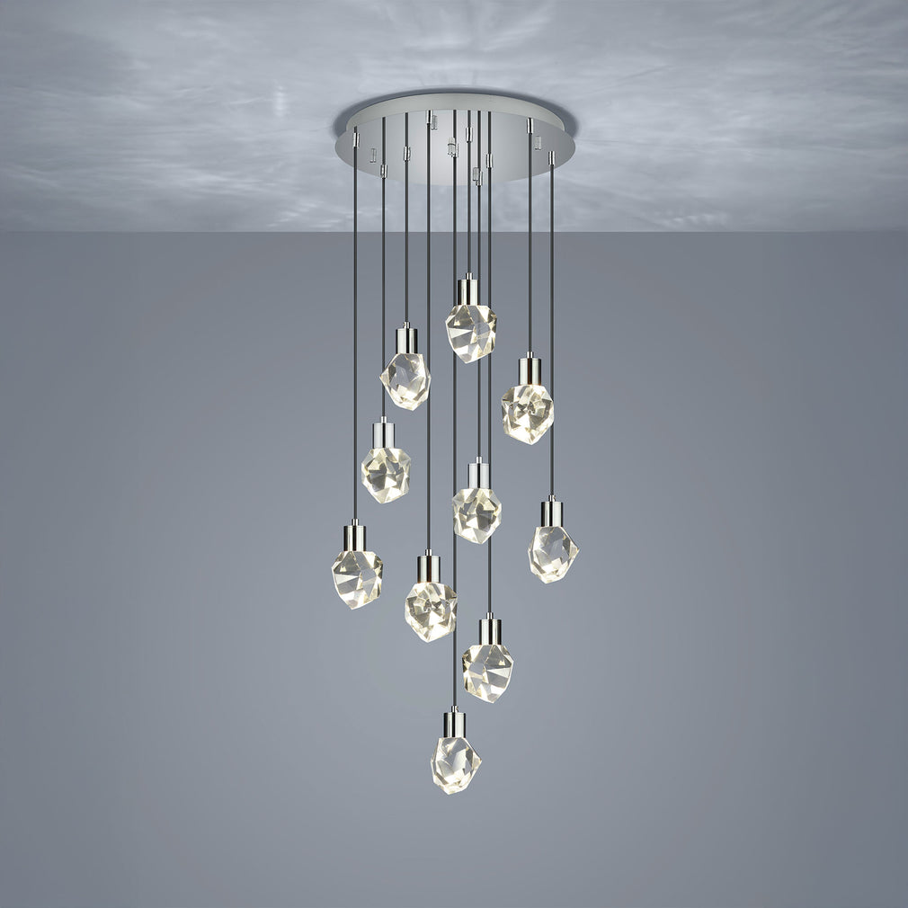 Gem Silver - LED Pendant Ceiling Light, 10 Light