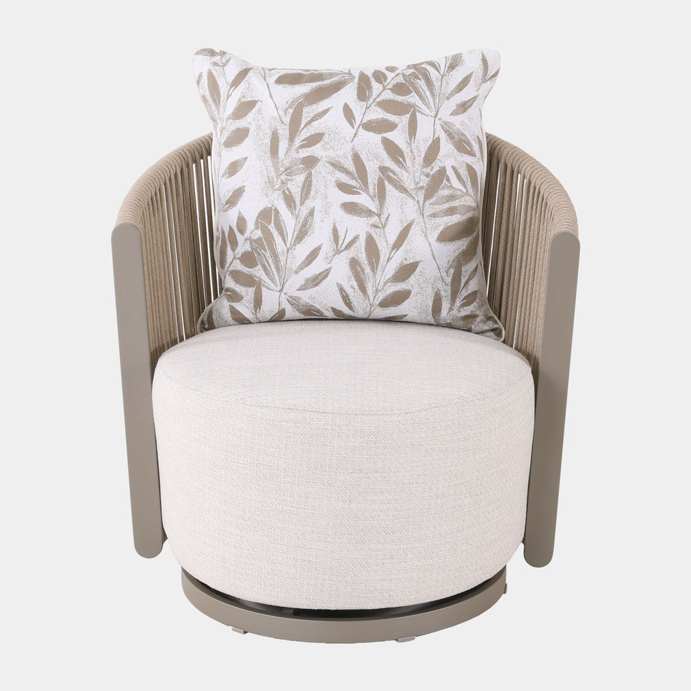 Mauritius - Pair Of Garden Swivel Chairs With Side Table