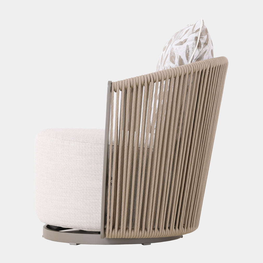 Mauritius - Pair Of Garden Swivel Chairs With Side Table