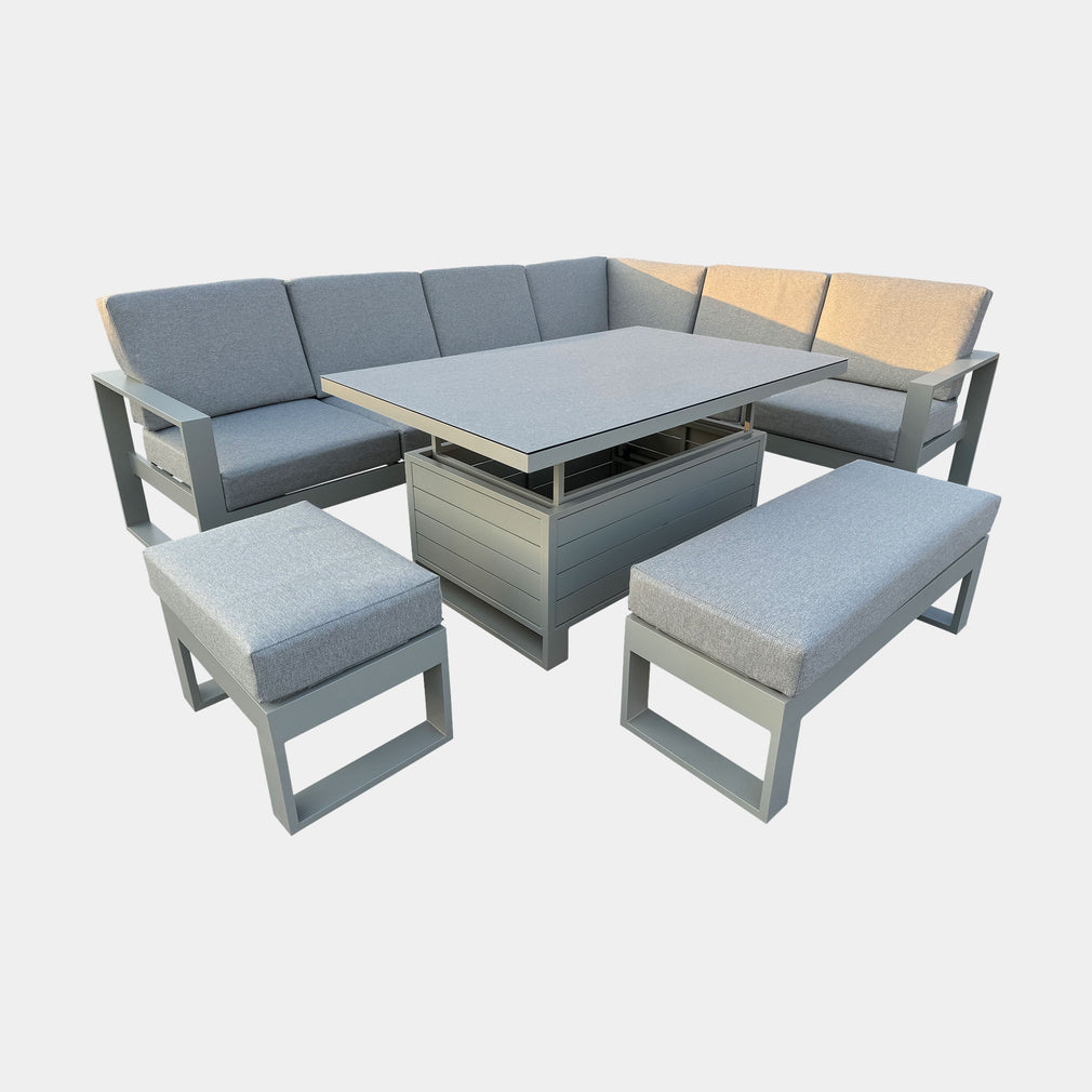 Mustique - Large Corner Garden Dining Set & Rising Table, Natural