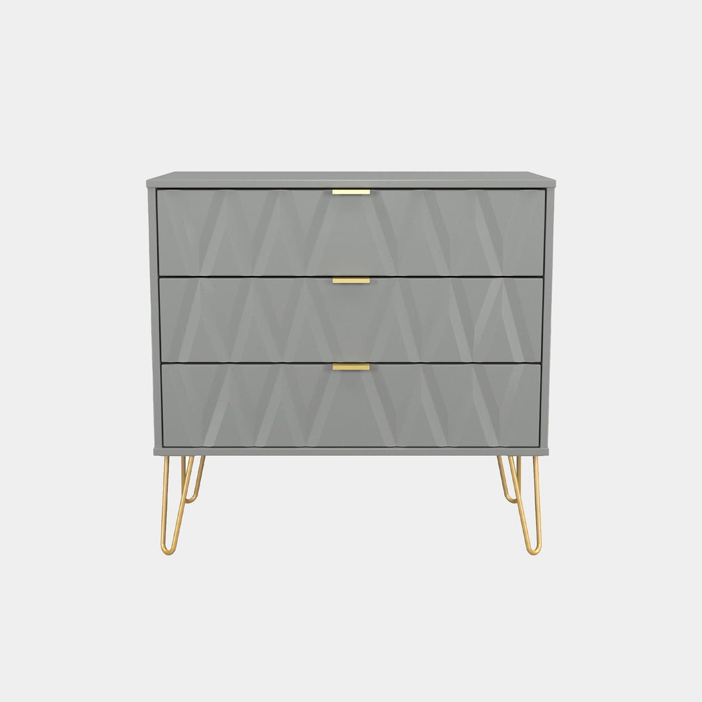 Jewel - 3 Drawer Chest of Drawers, Midi Dusk Grey Carcase & Dusk Grey Fronts