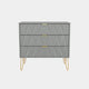 Jewel - 3 Drawer Chest of Drawers, Midi Dusk Grey Carcase & Dusk Grey Fronts