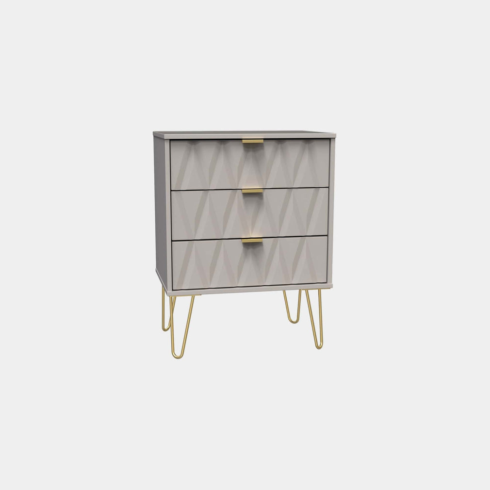Jewel - 3 Drawer Chest of Drawers, Midi Mushroom Carcase & Mushroom Fronts